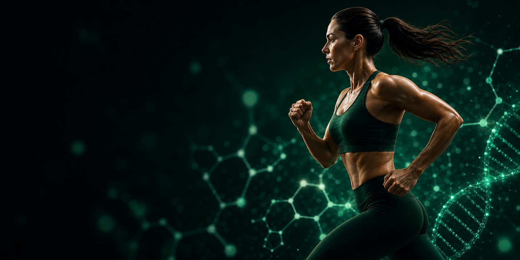 Active woman running with focused energy